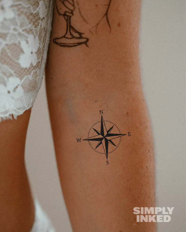 Mini Compass Tattoo - Semi Permanent