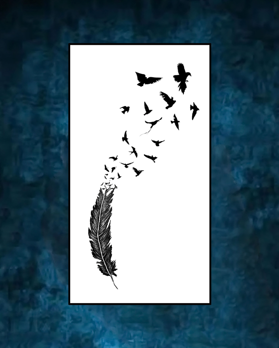 Shattered Feather Tattoo - Semi Permanent