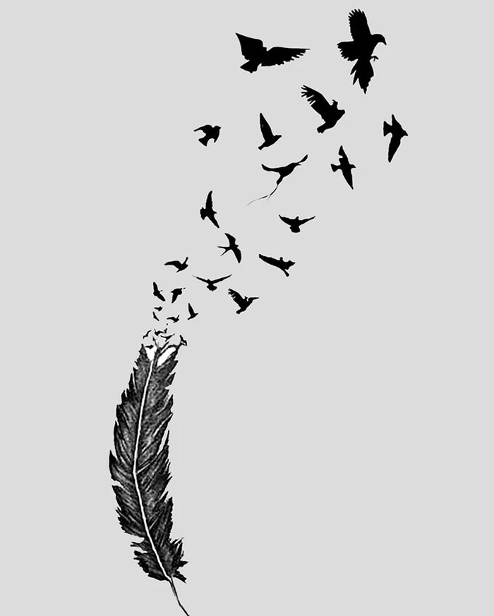 Shattered Feather Tattoo - Semi Permanent