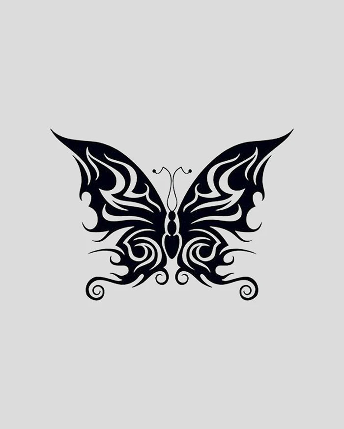 Tribal Bold Butterfly Tattoo - Semi Permanent
