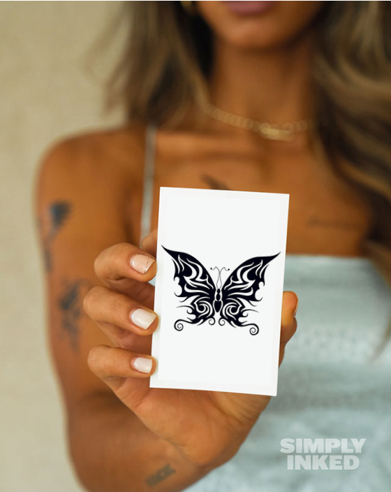 Tribal Bold Butterfly Tattoo - Semi Permanent