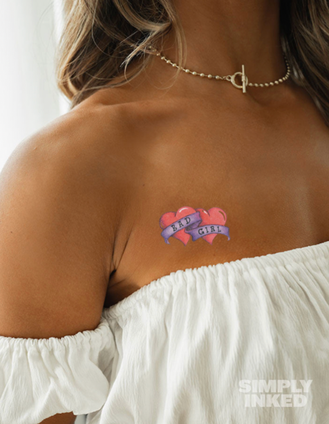heart - glitter temporary tattoos
