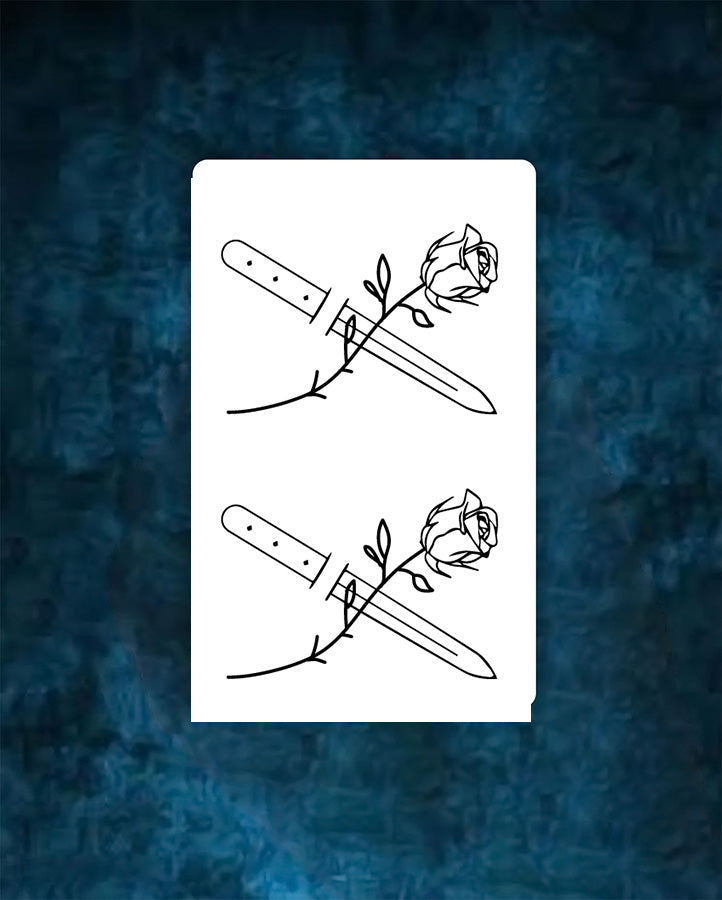 NEW Minimal Rose & Dagger Tattoo