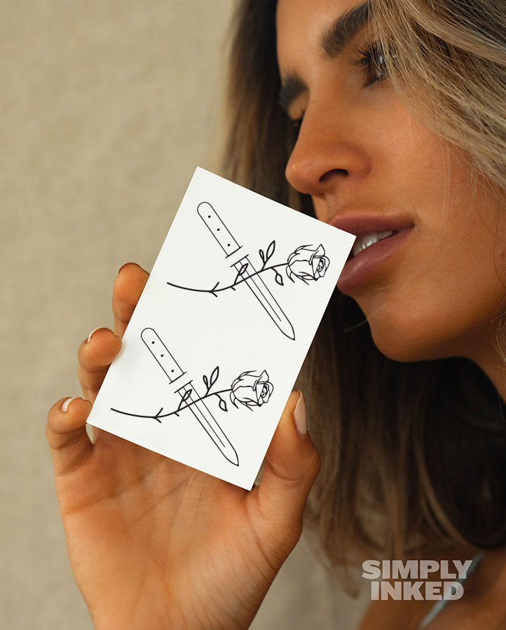 NEW Minimal Rose & Dagger Tattoo