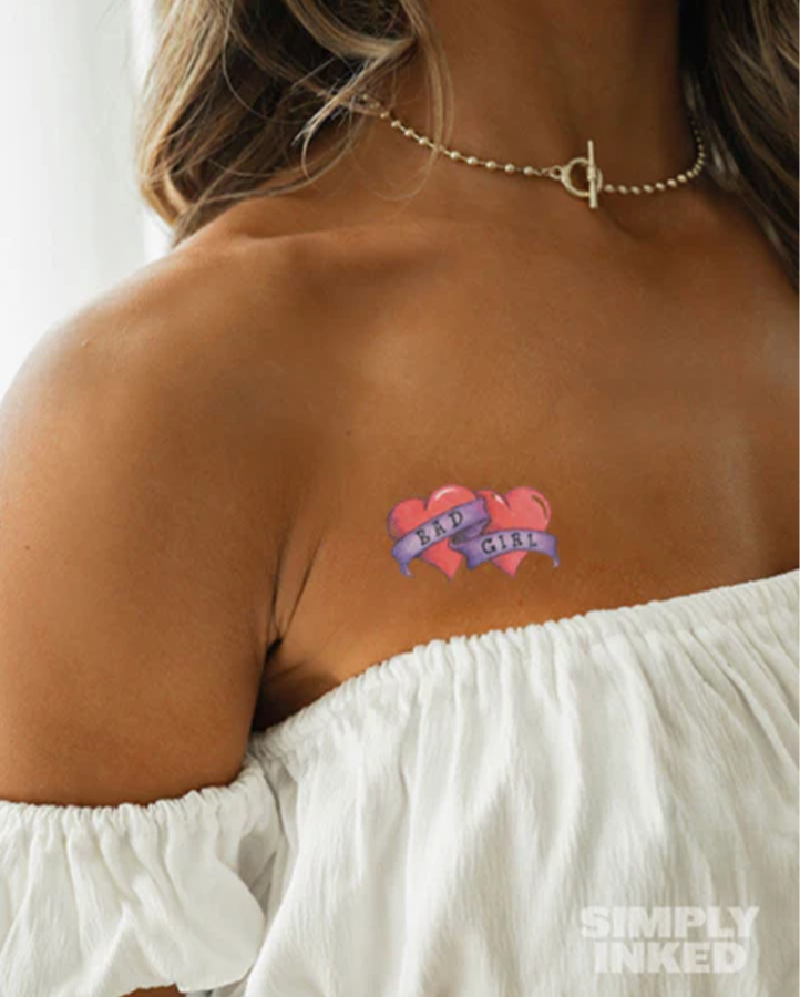 Glitter Bad Girl Hearts Temporary Tattoos
