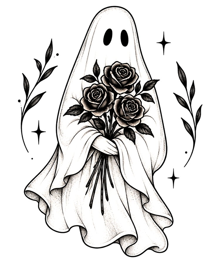 Ghost in Bloom Tattoo