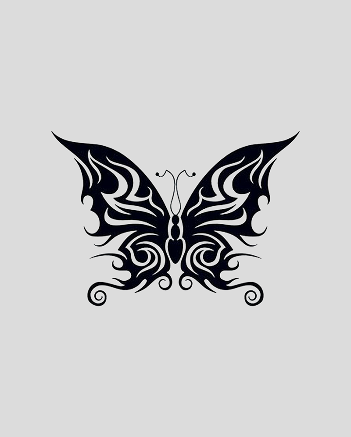 Tribal Bold Butterfly Tattoo - Semi Permanent