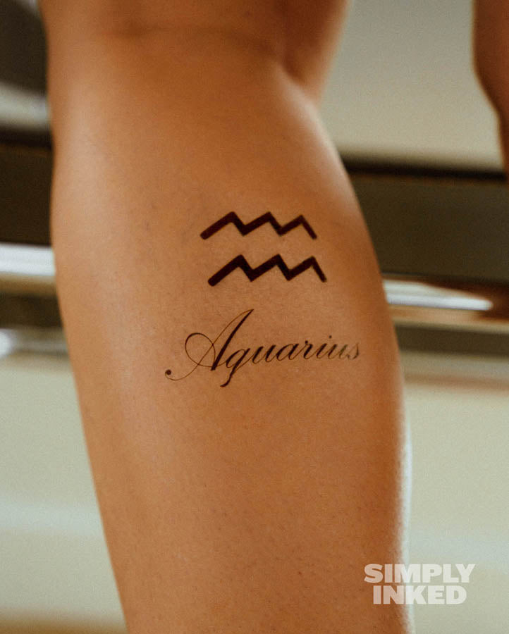 Aquarius Astrology Tattoo - Semi Permanent