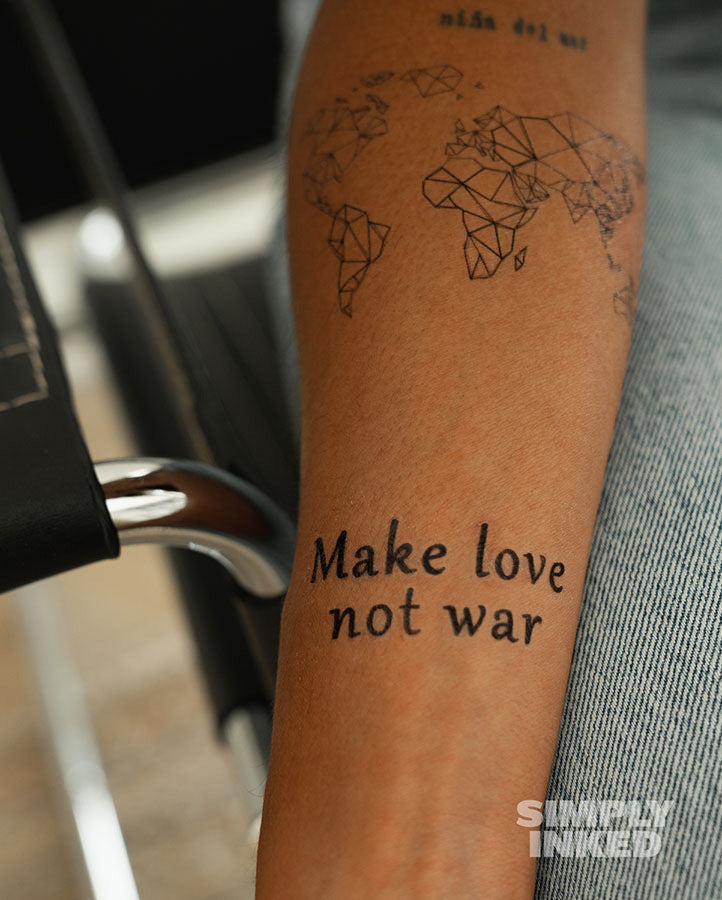 Make Love Not War Tattoo - Semi Permanent