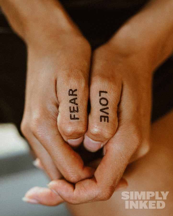 NEW "FEAR LOVE" Finger Tattoo