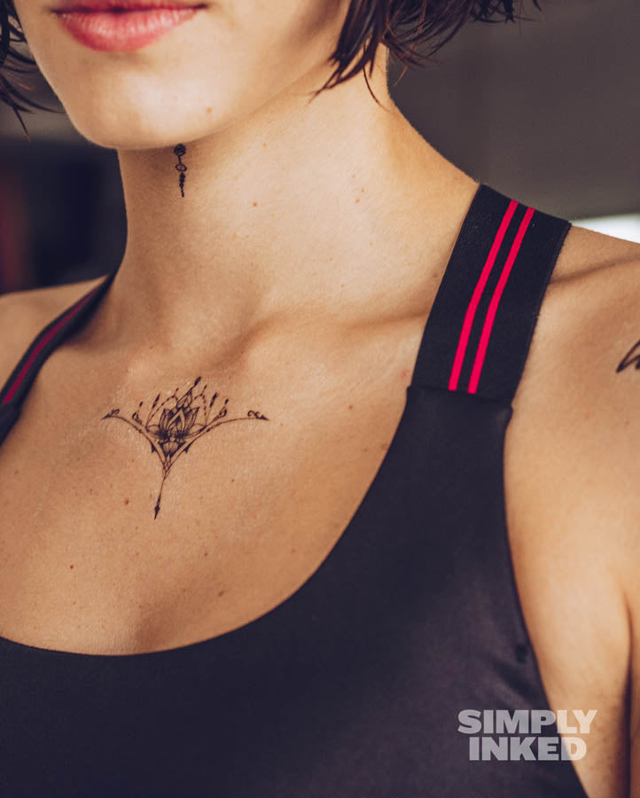 Lotus Chest Piece Tattoo