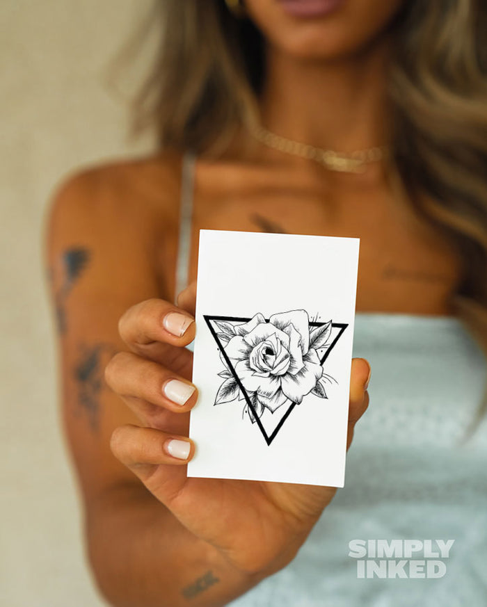 Geometric Rose Temporary Tattoo - Simply Inked